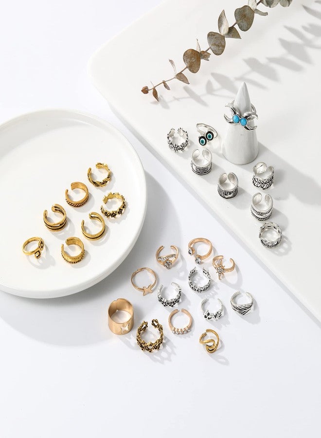Acruccen 27 Pcs Open Toe Rings Set for Women Adjustable Vintage Retro Toe Ring Summer Beach Foot Jewelry Boho Knuckle Finger Tail Rings - Image 2